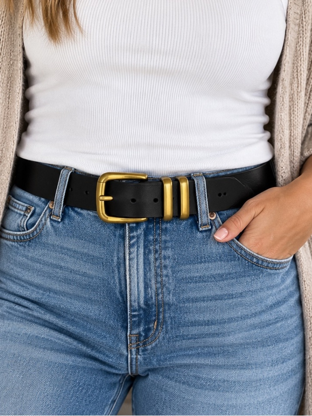 Universal Thread Black Faux Leather Belt Gold Buckle Size XXL New